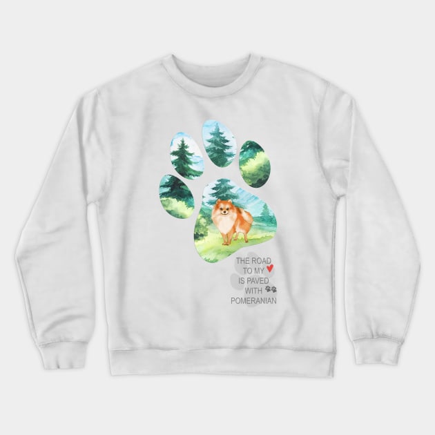 Pawprint Pomeranian Crewneck Sweatshirt by Amanda Jane